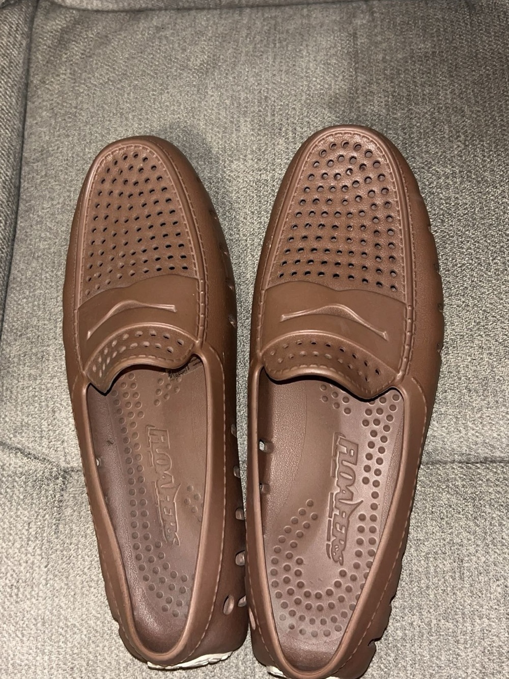 Men's Brown Perforated Slip-On Driving Loafers